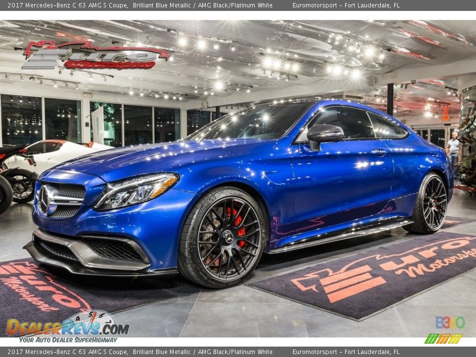 2017 Mercedes-Benz C 63 AMG S Coupe Brilliant Blue Metallic / AMG Black/Platinum White Photo #3