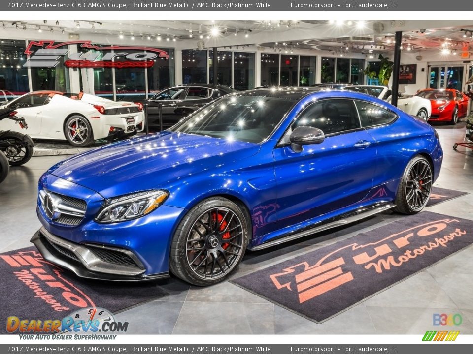 2017 Mercedes-Benz C 63 AMG S Coupe Brilliant Blue Metallic / AMG Black/Platinum White Photo #13