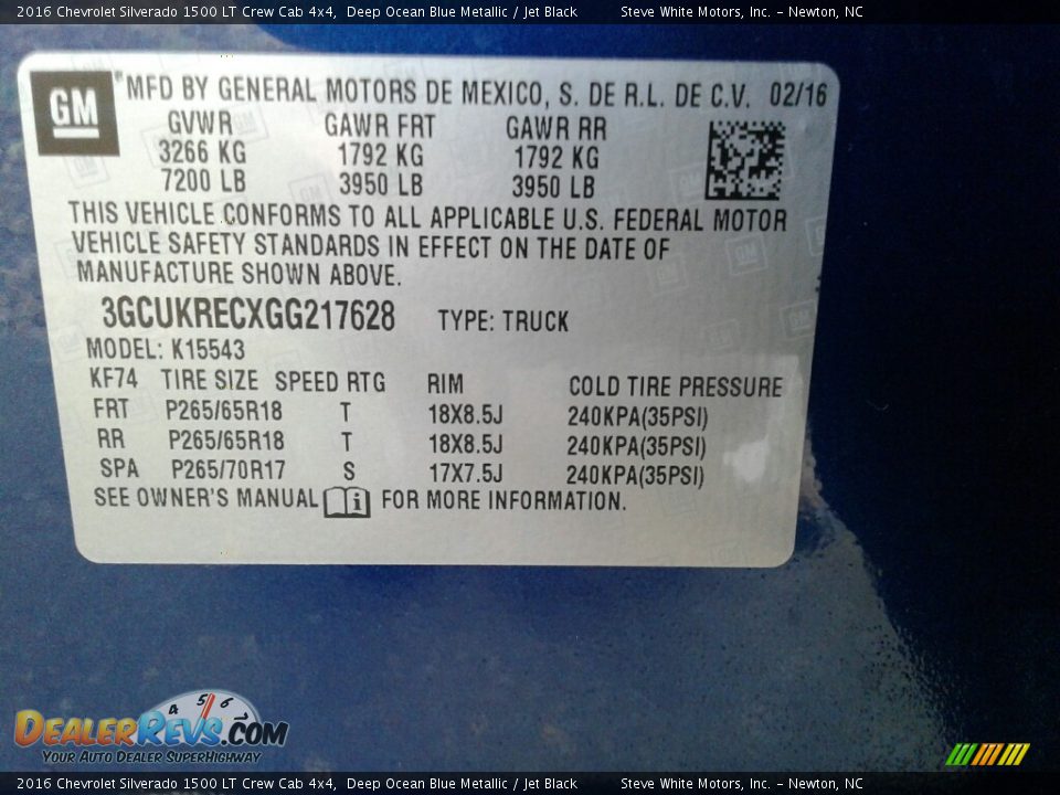 2016 Chevrolet Silverado 1500 LT Crew Cab 4x4 Deep Ocean Blue Metallic / Jet Black Photo #34
