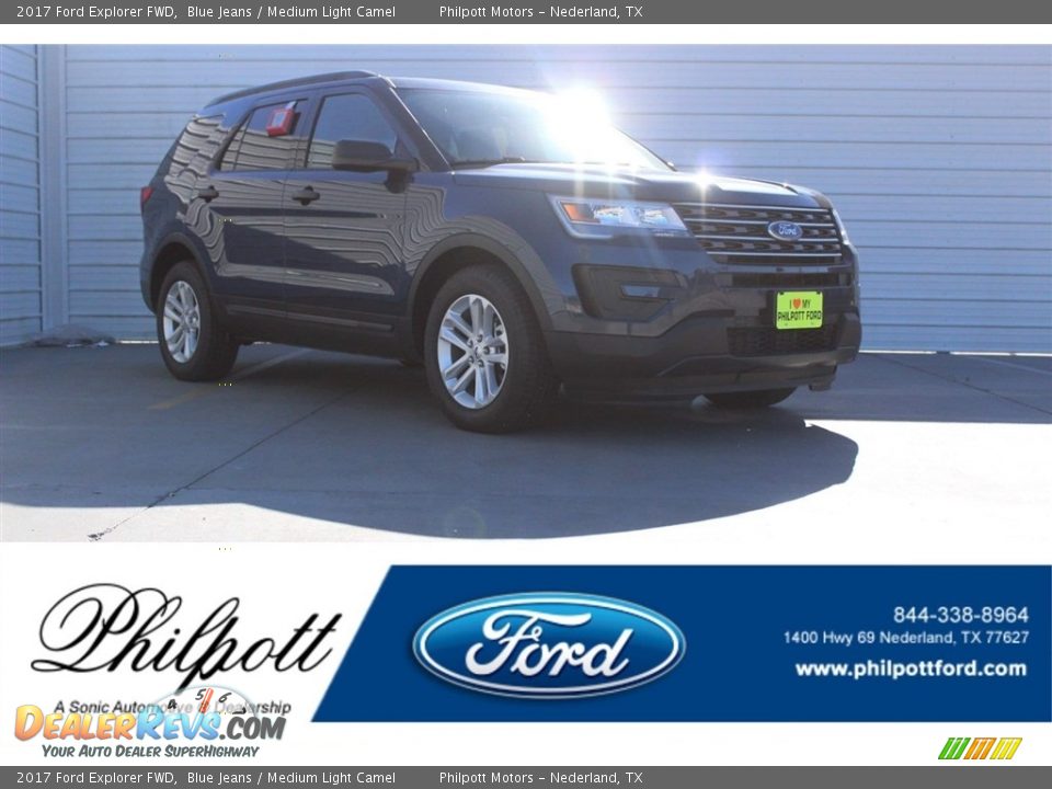 2017 Ford Explorer FWD Blue Jeans / Medium Light Camel Photo #1