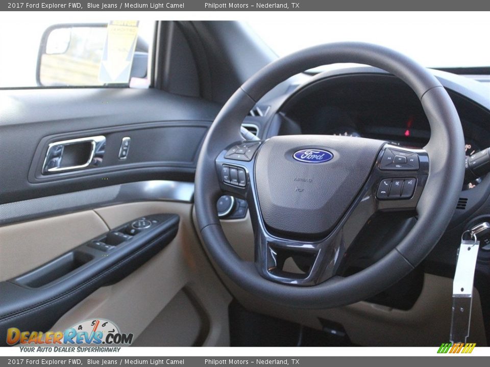 2017 Ford Explorer FWD Blue Jeans / Medium Light Camel Photo #24