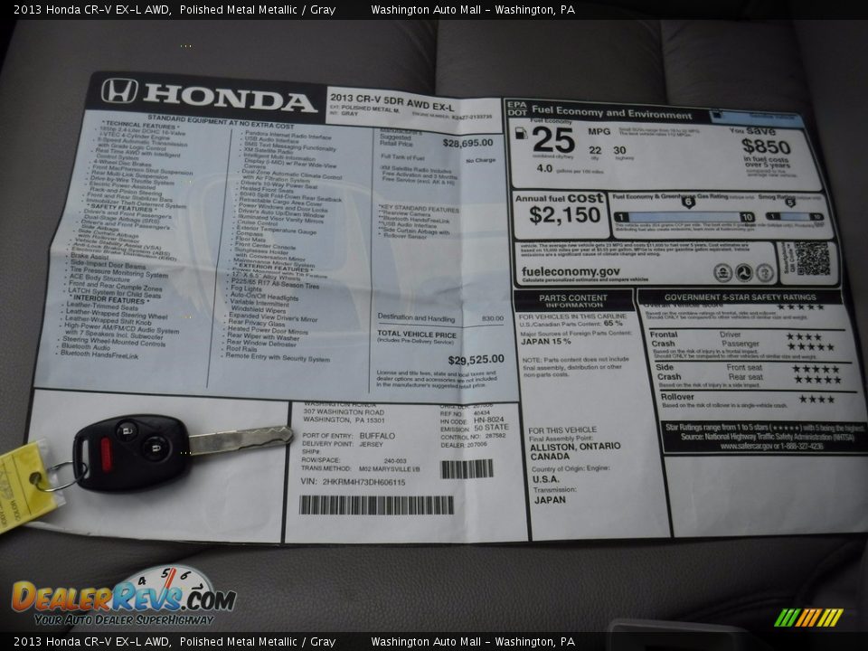 2013 Honda CR-V EX-L AWD Polished Metal Metallic / Gray Photo #28