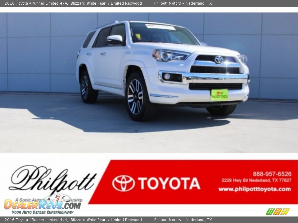 2016 Toyota 4Runner Limited 4x4 Blizzard White Pearl / Limited Redwood Photo #1