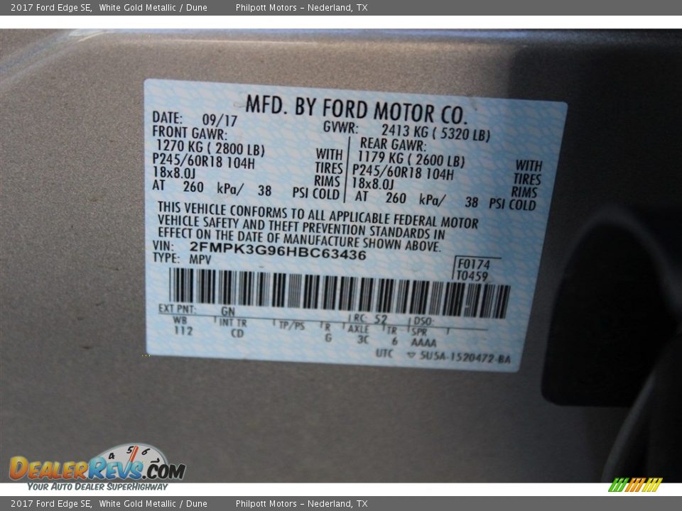 2017 Ford Edge SE White Gold Metallic / Dune Photo #25