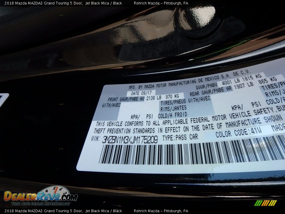 2018 Mazda MAZDA3 Grand Touring 5 Door Jet Black Mica / Black Photo #10