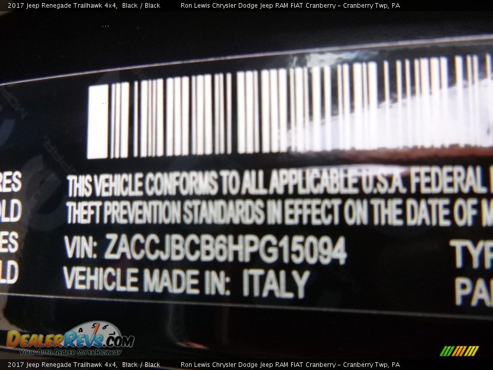 2017 Jeep Renegade Trailhawk 4x4 Black / Black Photo #15