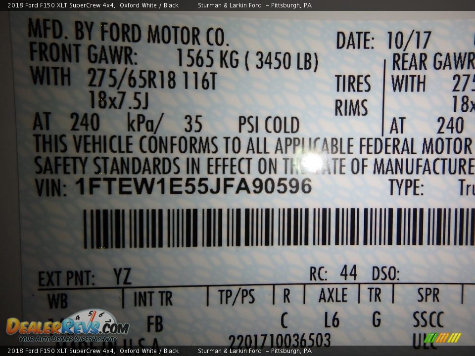 2018 Ford F150 XLT SuperCrew 4x4 Oxford White / Black Photo #10