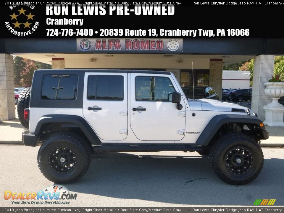 2010 Jeep Wrangler Unlimited Rubicon 4x4 Bright Silver Metallic / Dark Slate Gray/Medium Slate Gray Photo #1