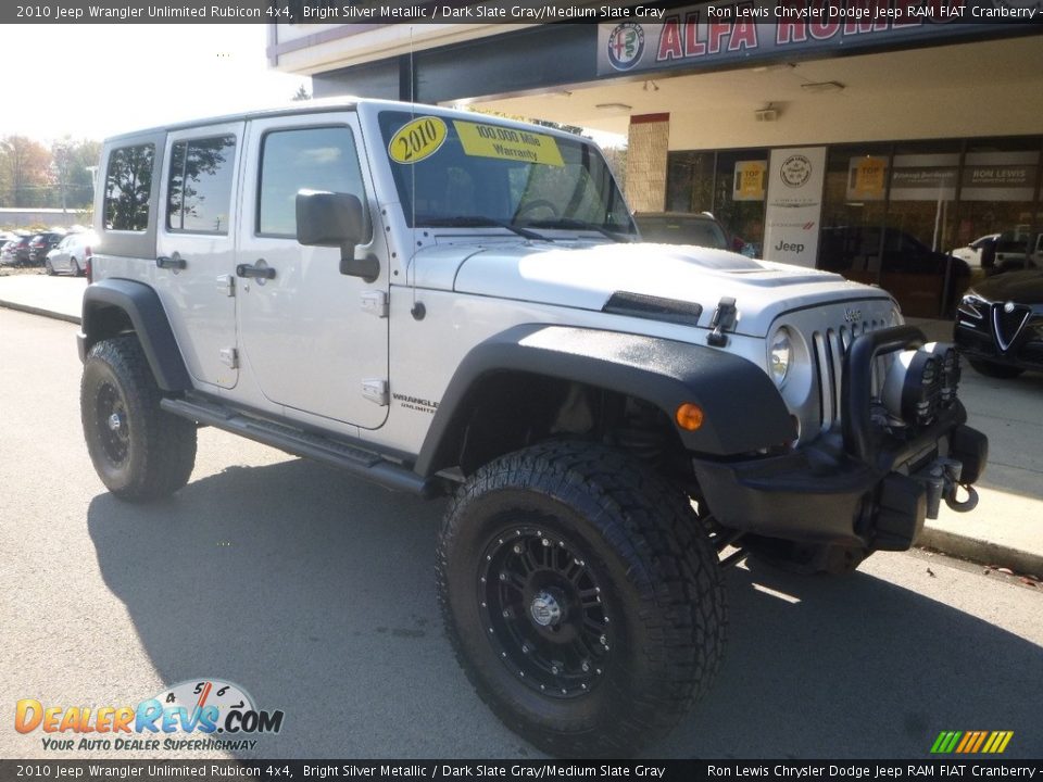2010 Jeep Wrangler Unlimited Rubicon 4x4 Bright Silver Metallic / Dark Slate Gray/Medium Slate Gray Photo #3