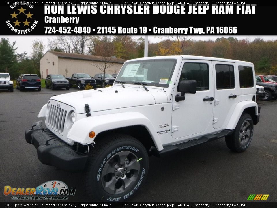 2018 Jeep Wrangler Unlimited Sahara 4x4 Bright White / Black Photo #1