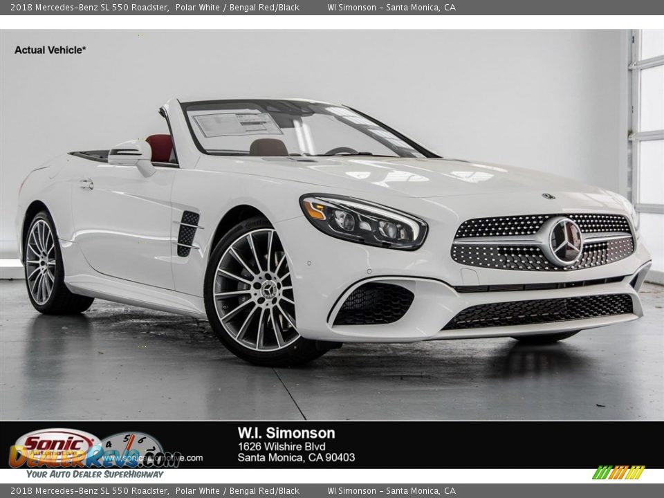 2018 Mercedes-Benz SL 550 Roadster Polar White / Bengal Red/Black Photo #1