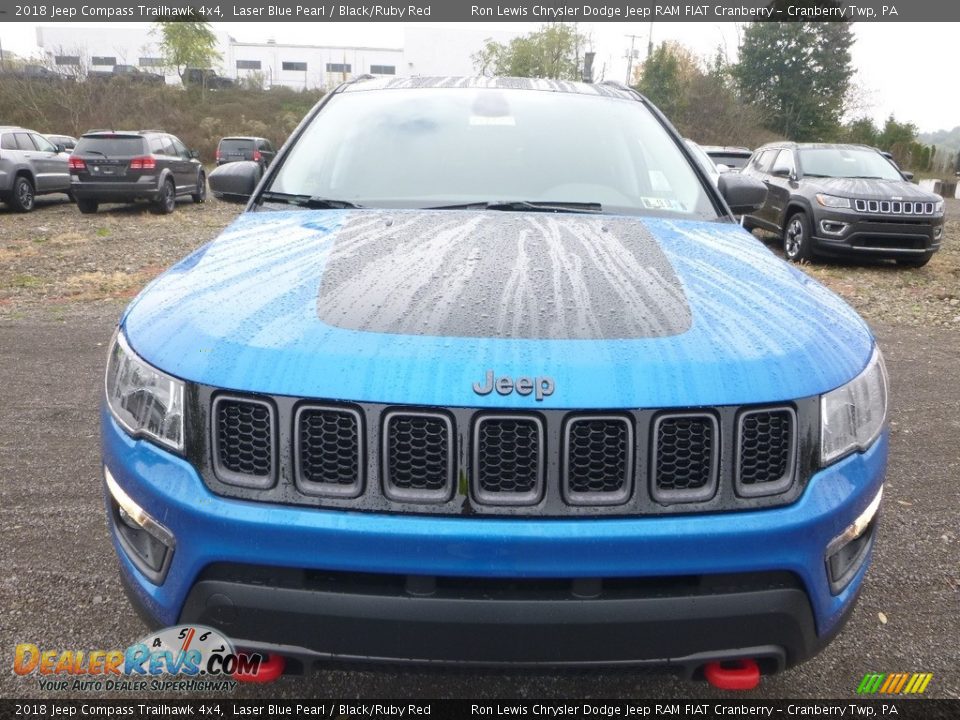 2018 Jeep Compass Trailhawk 4x4 Laser Blue Pearl / Black/Ruby Red Photo #8