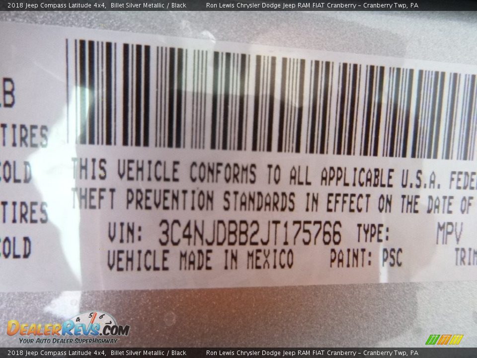 2018 Jeep Compass Latitude 4x4 Billet Silver Metallic / Black Photo #15