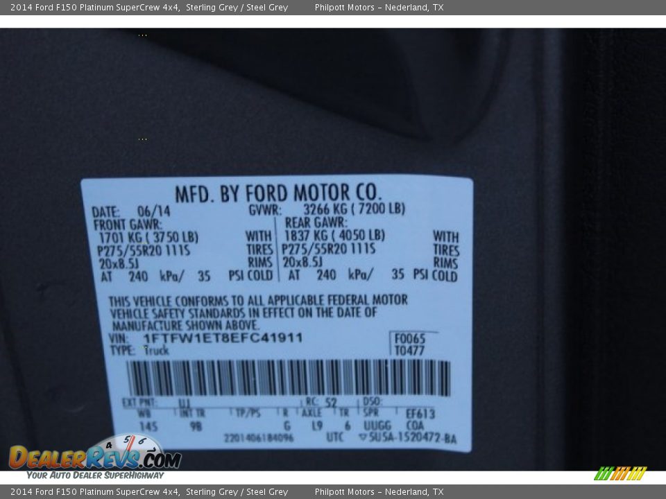 2014 Ford F150 Platinum SuperCrew 4x4 Sterling Grey / Steel Grey Photo #35
