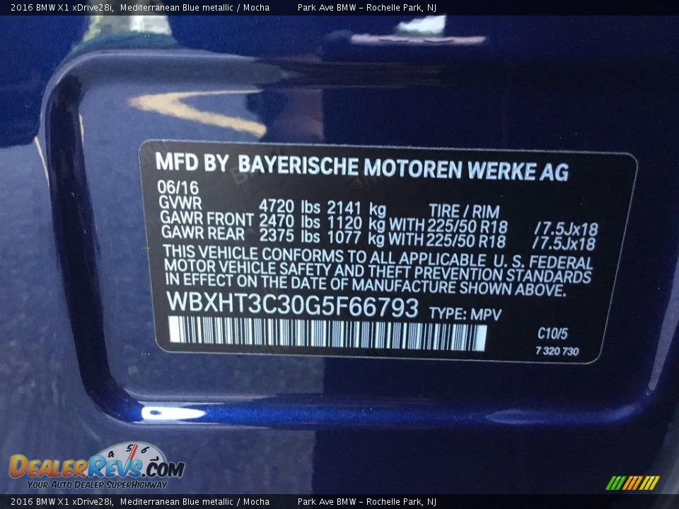 2016 BMW X1 xDrive28i Mediterranean Blue metallic / Mocha Photo #32