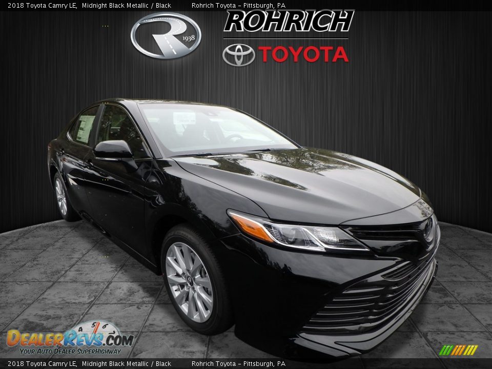 2018 Toyota Camry LE Midnight Black Metallic / Black Photo #1