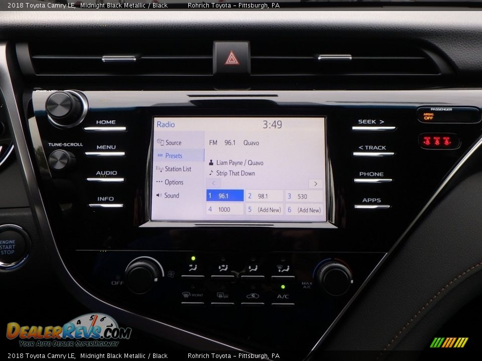 2018 Toyota Camry LE Midnight Black Metallic / Black Photo #12