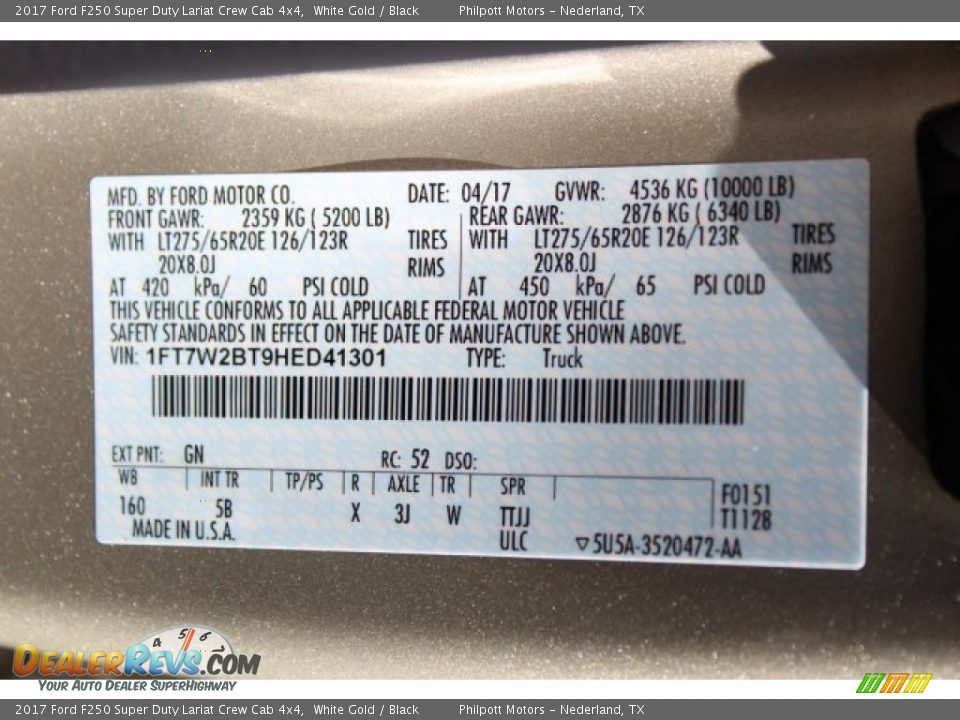 2017 Ford F250 Super Duty Lariat Crew Cab 4x4 White Gold / Black Photo #29