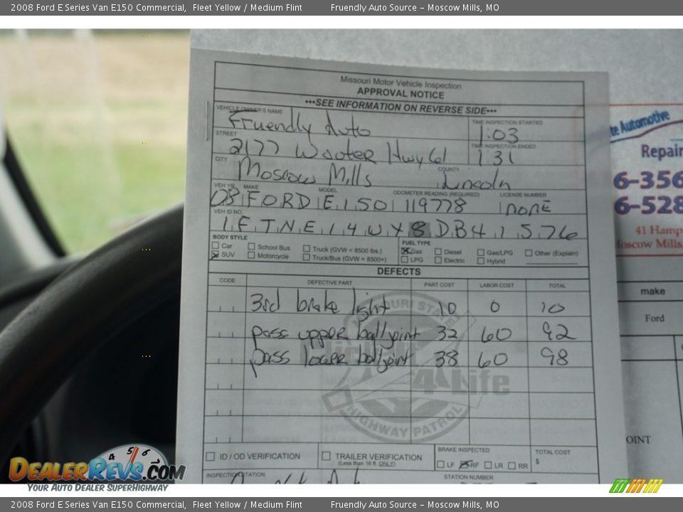 2008 Ford E Series Van E150 Commercial Fleet Yellow / Medium Flint Photo #13