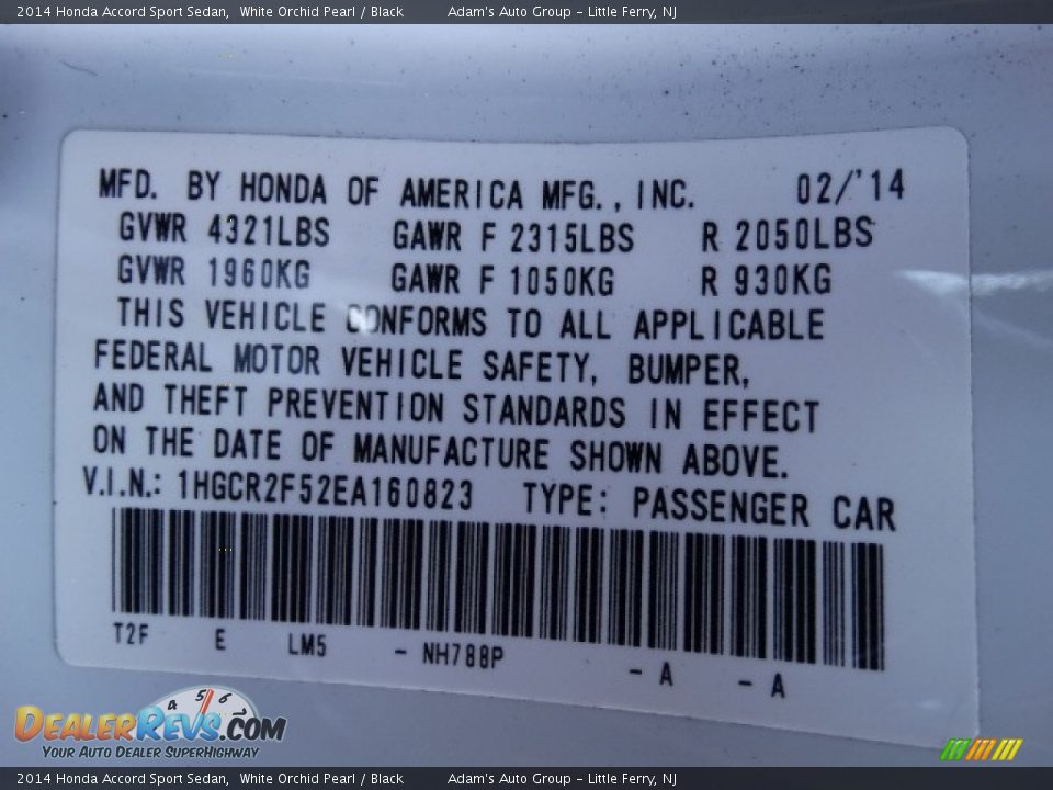 2014 Honda Accord Sport Sedan White Orchid Pearl / Black Photo #15