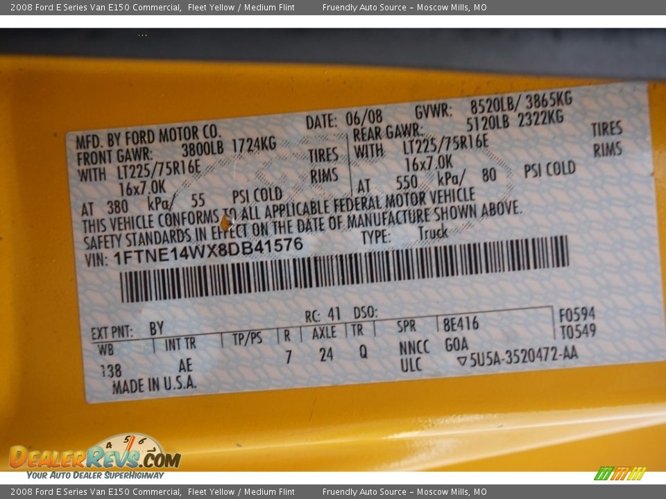 2008 Ford E Series Van E150 Commercial Fleet Yellow / Medium Flint Photo #31
