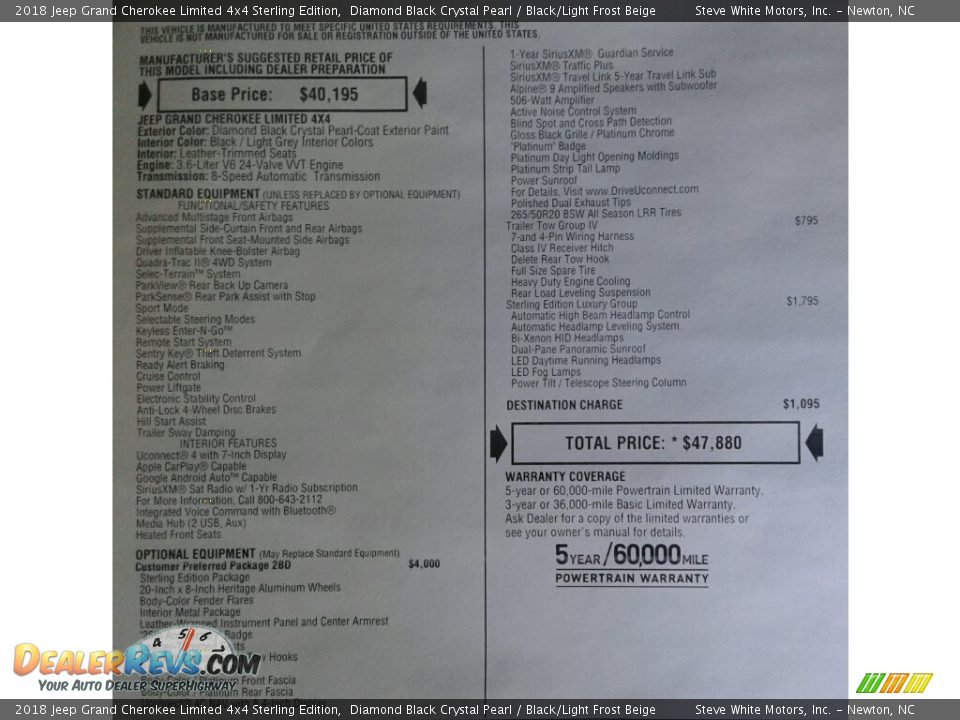 2018 Jeep Grand Cherokee Limited 4x4 Sterling Edition Diamond Black Crystal Pearl / Black/Light Frost Beige Photo #34