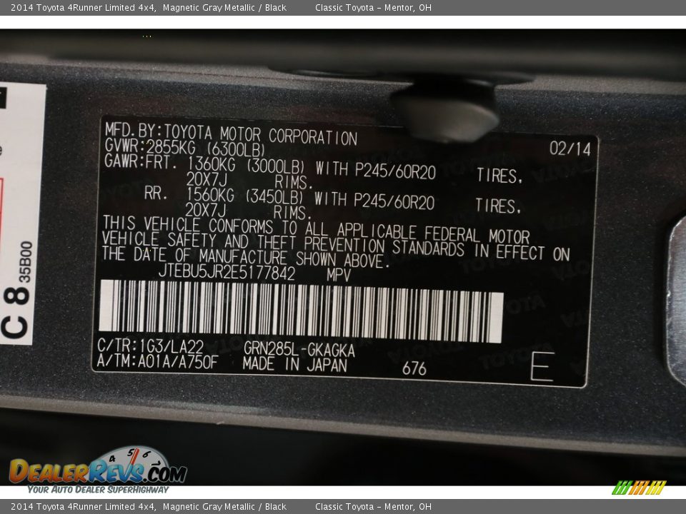 2014 Toyota 4Runner Limited 4x4 Magnetic Gray Metallic / Black Photo #22