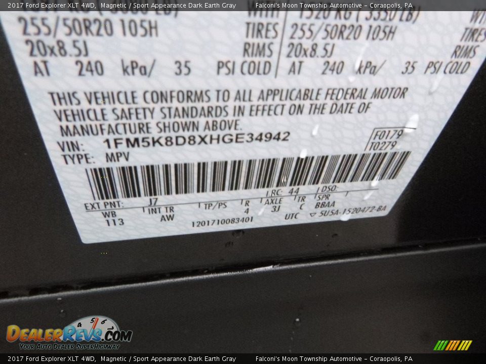 2017 Ford Explorer XLT 4WD Magnetic / Sport Appearance Dark Earth Gray Photo #10