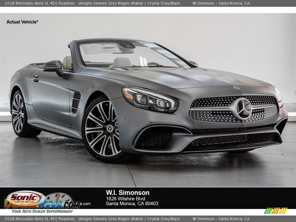 2018 Mercedes-Benz SL 450 Roadster designo Selenite Grey Magno (Matte) / Crystal Grey/Black Photo #1