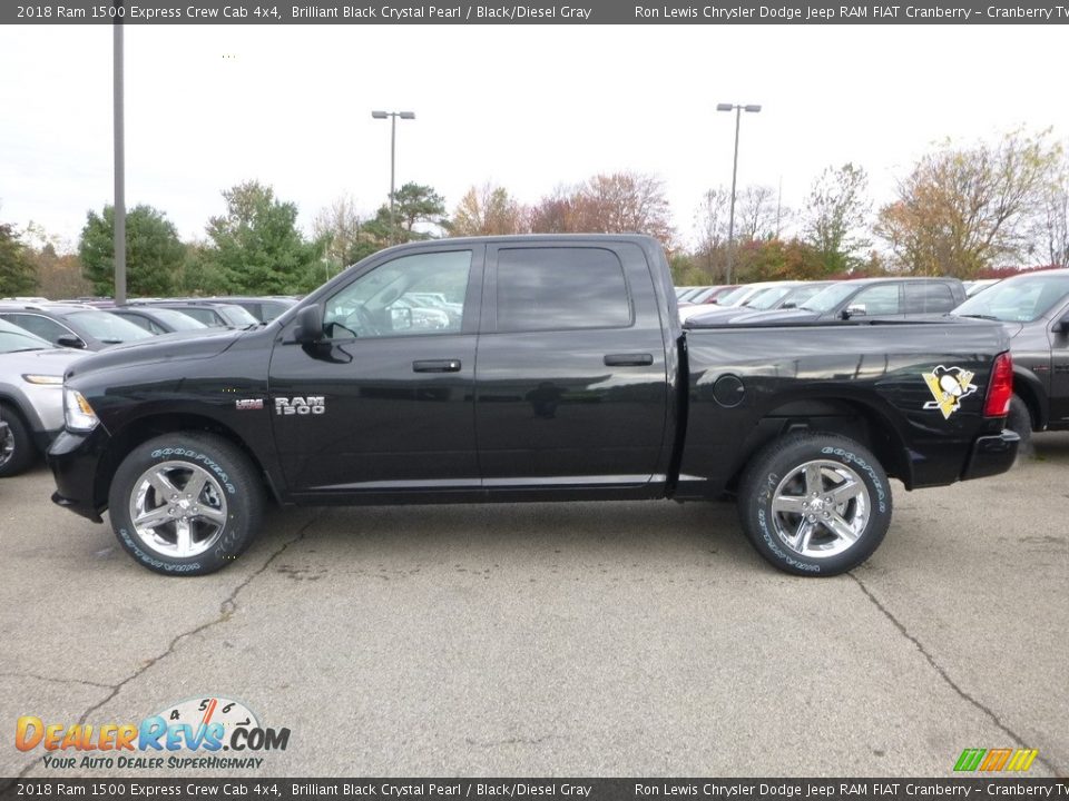 2018 Ram 1500 Express Crew Cab 4x4 Brilliant Black Crystal Pearl / Black/Diesel Gray Photo #2