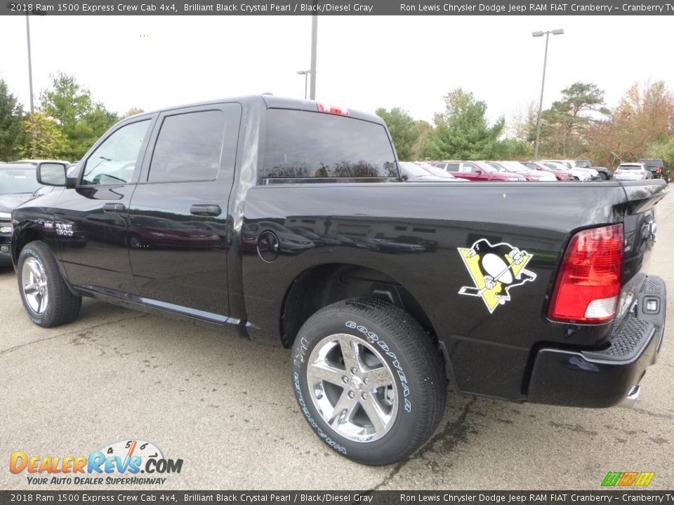 2018 Ram 1500 Express Crew Cab 4x4 Brilliant Black Crystal Pearl / Black/Diesel Gray Photo #3