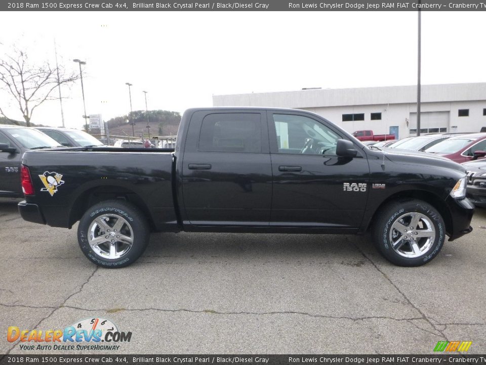 2018 Ram 1500 Express Crew Cab 4x4 Brilliant Black Crystal Pearl / Black/Diesel Gray Photo #6