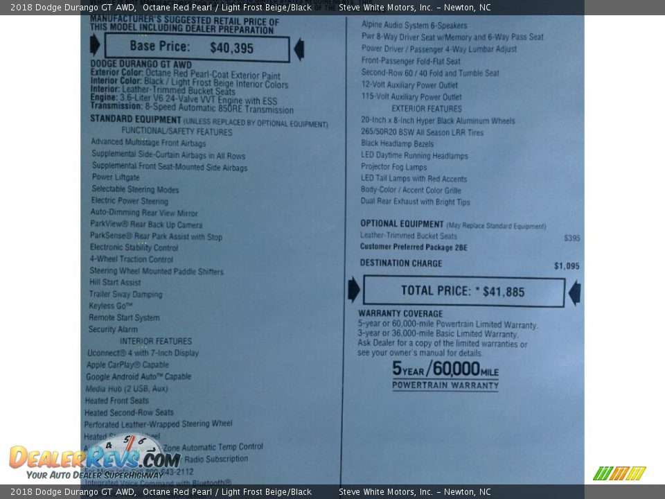 2018 Dodge Durango GT AWD Octane Red Pearl / Light Frost Beige/Black Photo #35