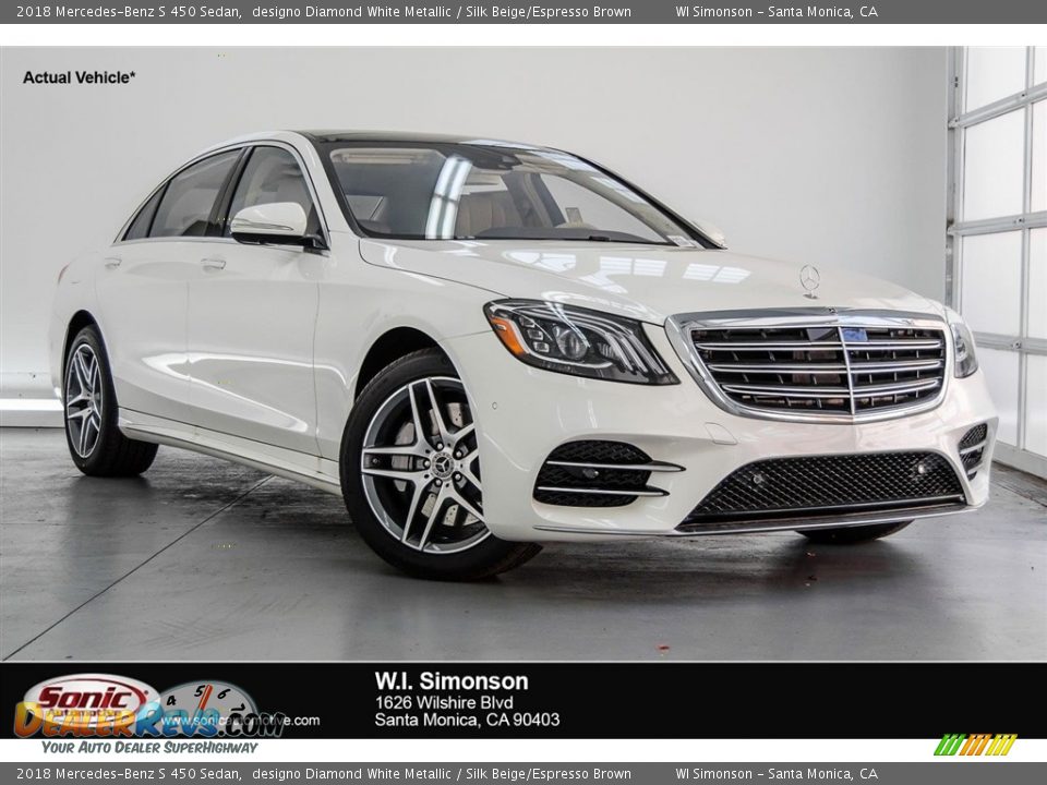 2018 Mercedes-Benz S 450 Sedan designo Diamond White Metallic / Silk Beige/Espresso Brown Photo #1