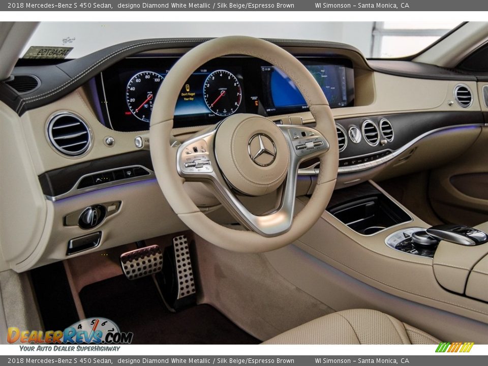 2018 Mercedes-Benz S 450 Sedan designo Diamond White Metallic / Silk Beige/Espresso Brown Photo #6