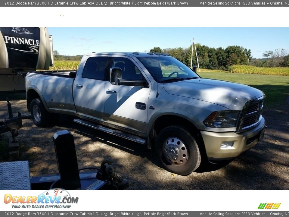 2012 Dodge Ram 3500 HD Laramie Crew Cab 4x4 Dually Bright White / Light Pebble Beige/Bark Brown Photo #3