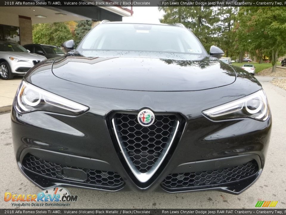 2018 Alfa Romeo Stelvio Ti AWD Vulcano (Volcano) Black Metallic / Black/Chocolate Photo #12