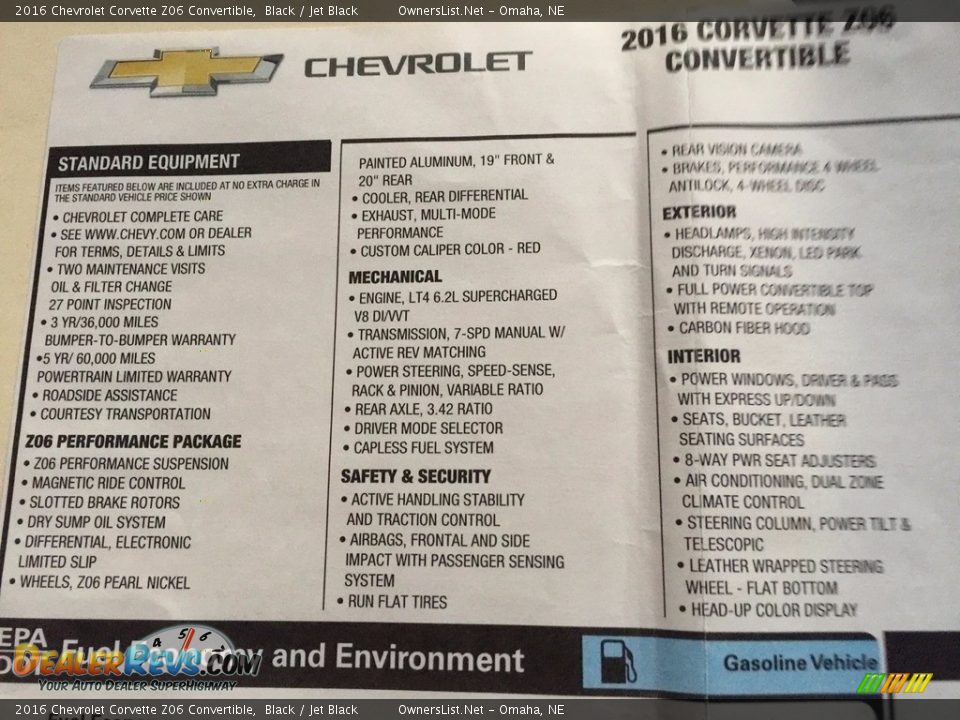 2016 Chevrolet Corvette Z06 Convertible Black / Jet Black Photo #14