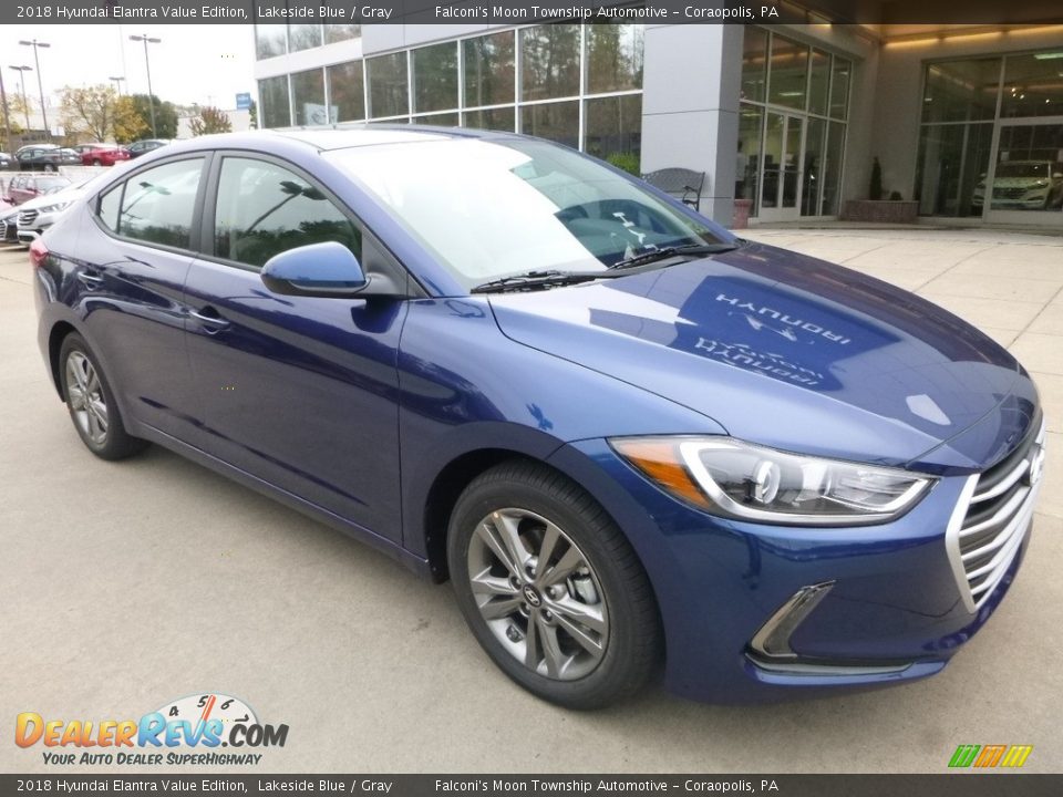 2018 Hyundai Elantra Value Edition Lakeside Blue / Gray Photo #3