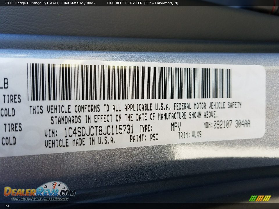 Dodge Color Code PSC Billet Metallic