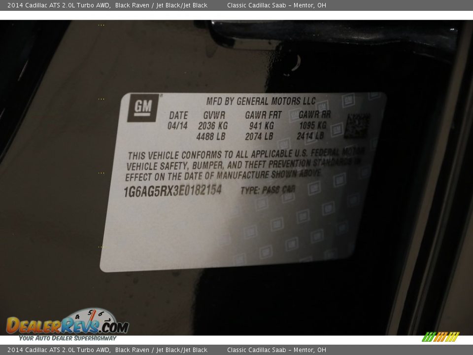 2014 Cadillac ATS 2.0L Turbo AWD Black Raven / Jet Black/Jet Black Photo #19