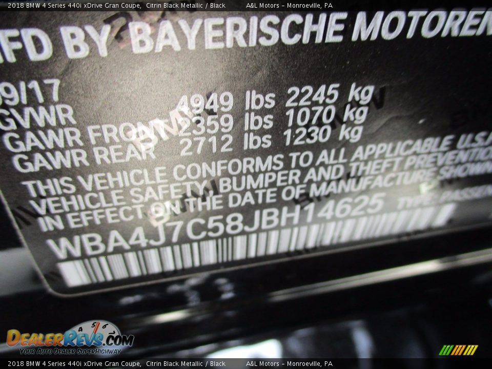 2018 BMW 4 Series 440i xDrive Gran Coupe Citrin Black Metallic / Black Photo #19