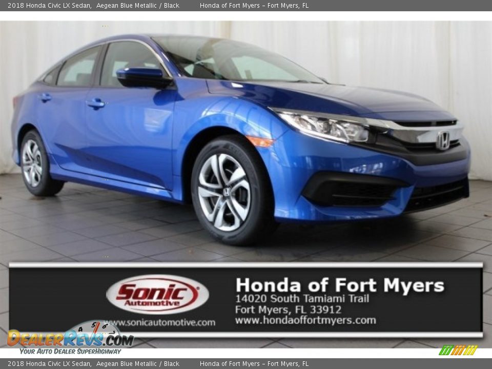 2018 Honda Civic LX Sedan Aegean Blue Metallic / Black Photo #1