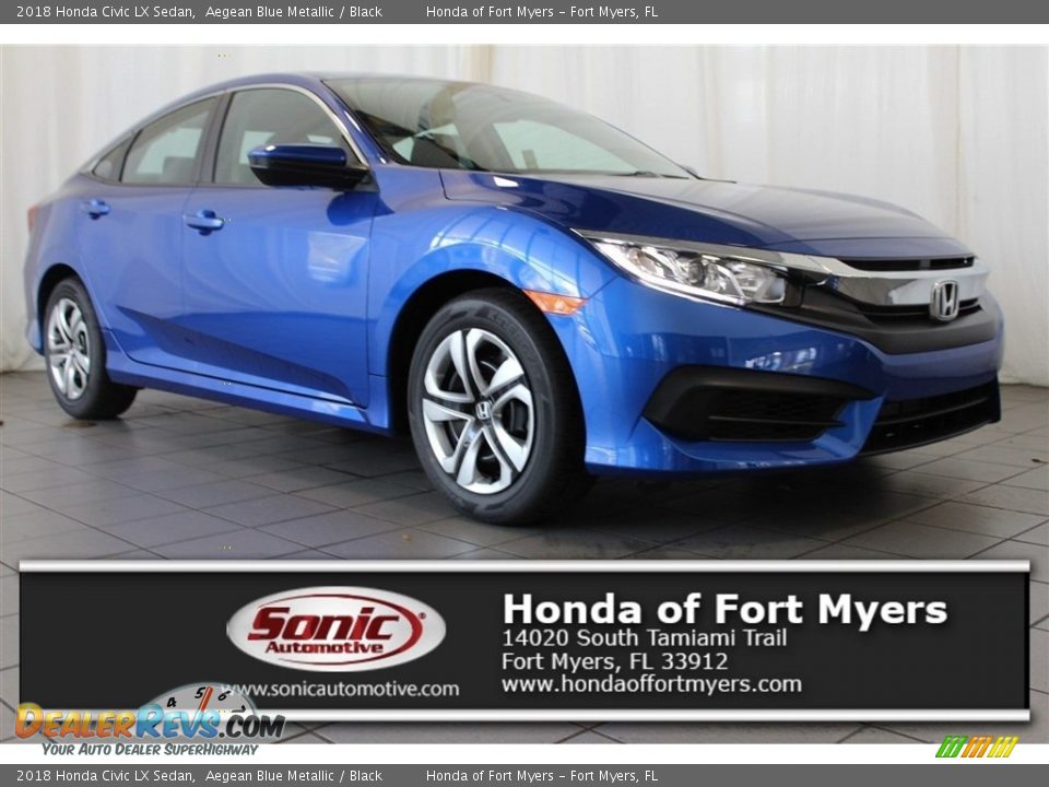 2018 Honda Civic LX Sedan Aegean Blue Metallic / Black Photo #1