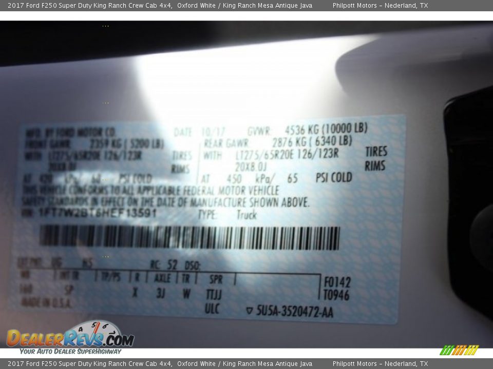 2017 Ford F250 Super Duty King Ranch Crew Cab 4x4 Oxford White / King Ranch Mesa Antique Java Photo #26