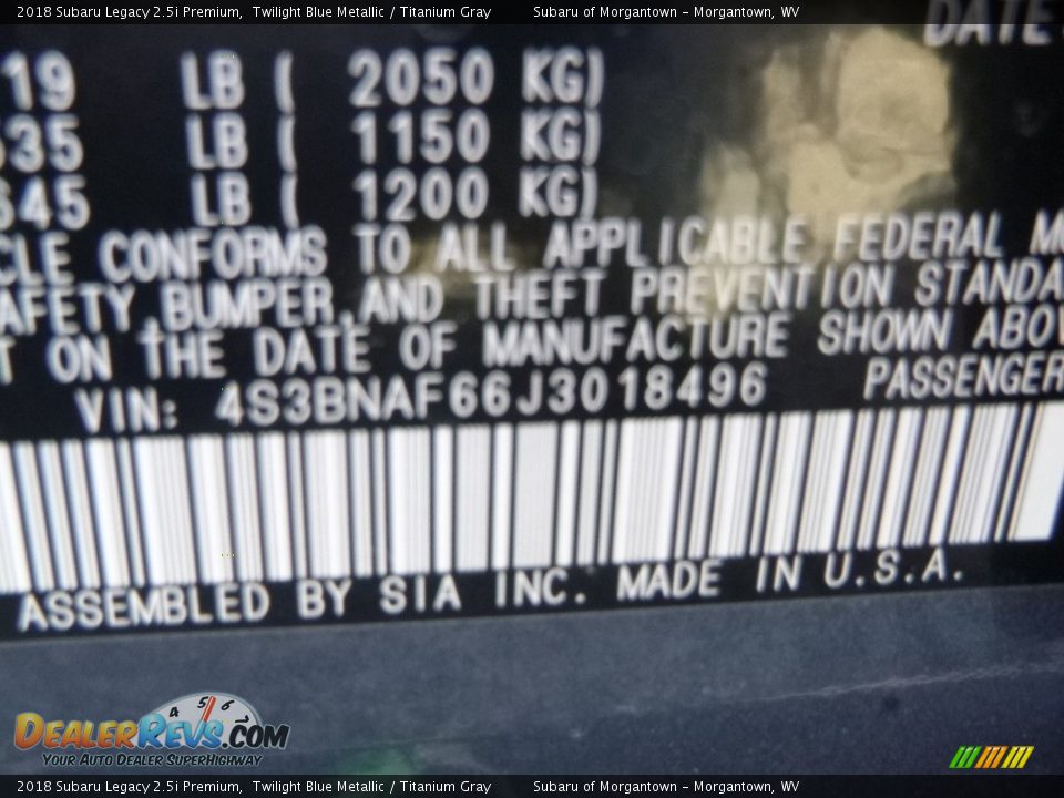 2018 Subaru Legacy 2.5i Premium Twilight Blue Metallic / Titanium Gray Photo #16