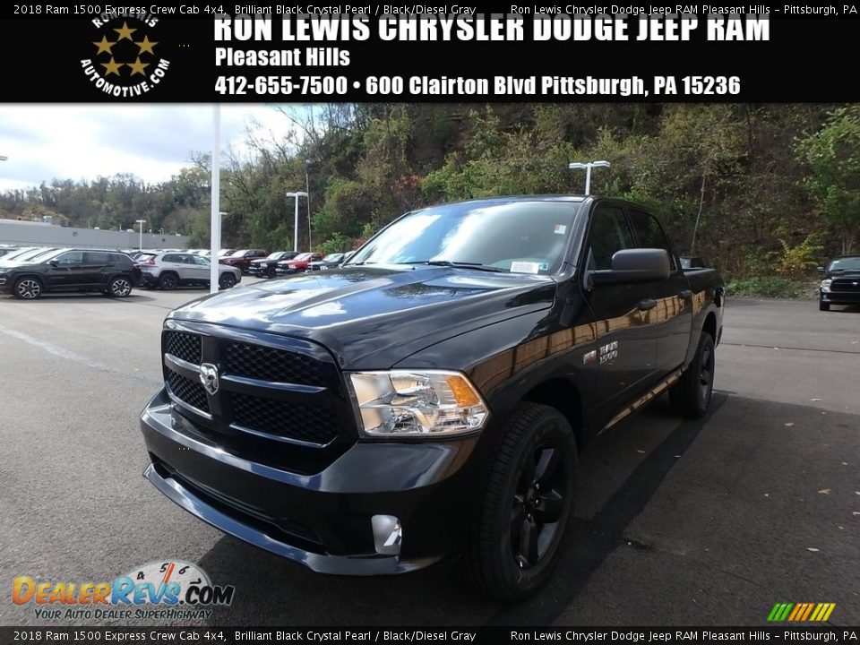 2018 Ram 1500 Express Crew Cab 4x4 Brilliant Black Crystal Pearl / Black/Diesel Gray Photo #1