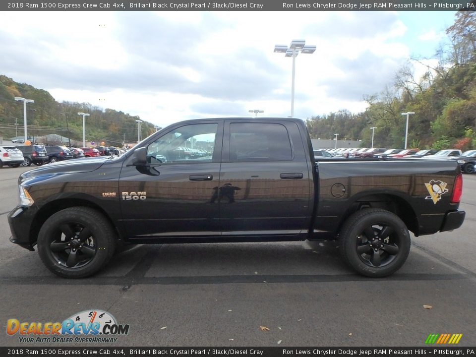 2018 Ram 1500 Express Crew Cab 4x4 Brilliant Black Crystal Pearl / Black/Diesel Gray Photo #2