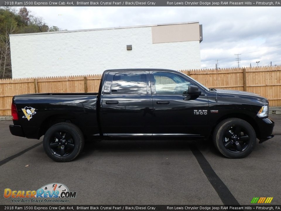 2018 Ram 1500 Express Crew Cab 4x4 Brilliant Black Crystal Pearl / Black/Diesel Gray Photo #6