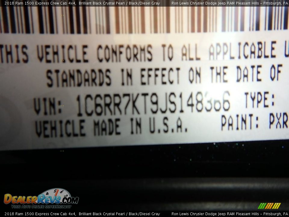 2018 Ram 1500 Express Crew Cab 4x4 Brilliant Black Crystal Pearl / Black/Diesel Gray Photo #14
